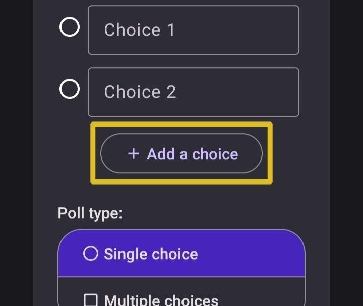 Button to add a new choice