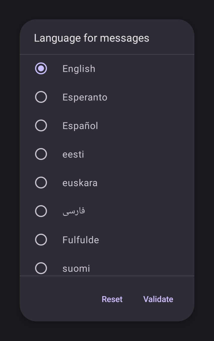 Languages list